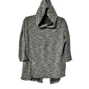 Beyond Yoga Cowl Neck Long Sleeve Hoodie Gray Small Back Slit Knit Pullover Gym